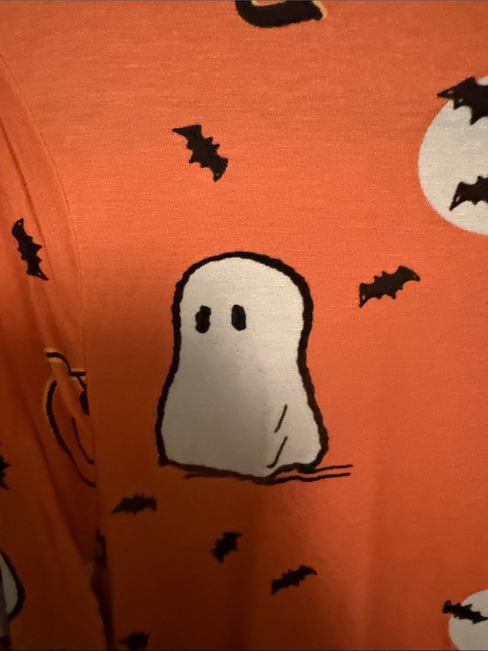 Peanuts Orange Long Sleeve Halloween Ghost & Pumpkin Print Top - Picture 3 of 5